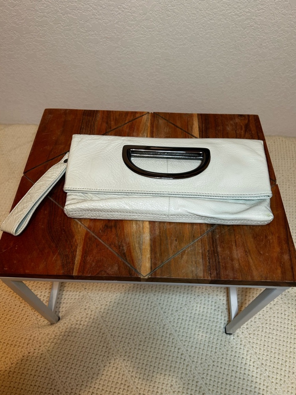 HOBO international - Women's cream Fold-Over Clutch with metal handle